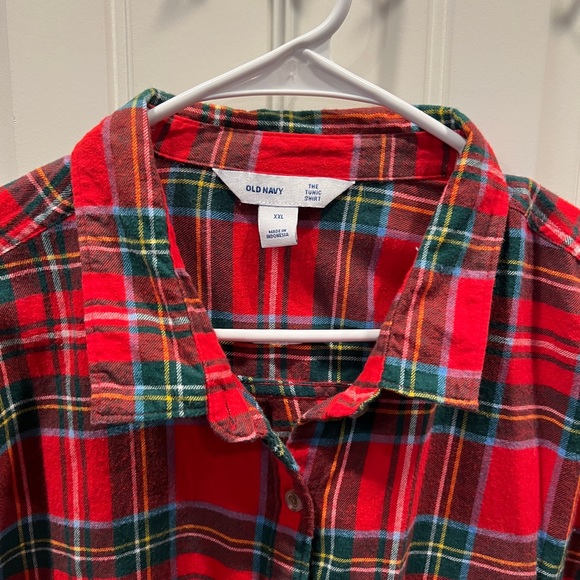 Old Navy Red Plaid Tunic Shirt Top Sz XXL - Picture 4 of 4